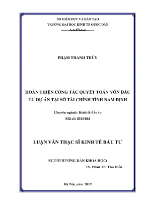 Hoàn thiện công tác quyết toán vốn đầu tư dự án tại sở tài chính tỉnh nam định