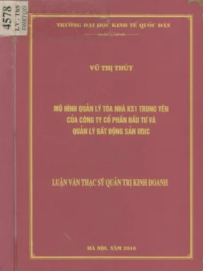 Mô hình quản lý toà nhà ks1 trung yên của công ty cổ phần đầu tư và quản lý bất động sản udic
