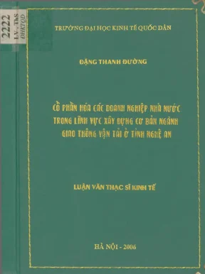 Cổ phần hoá các doanh nghiệp nhà nước trong lĩnh vực xây dựng cơ bản ngành giao thông vận tải ở tỉnh nghệ an