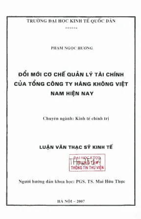 Đổi mới cơ chế quản lý tài chính của tổng công ty hàng không việt nam hiện nay