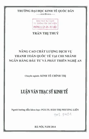 Nâng cao chất lượng dich vụ thanh toán quốc tế tại chi nhánh ngân hàng đầu tư và phát triển nghệ an