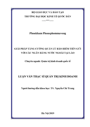Giải pháp tăng cường quản lý bảo hiểm tiền gửi với các ngân hàng nước ngoài tại lào