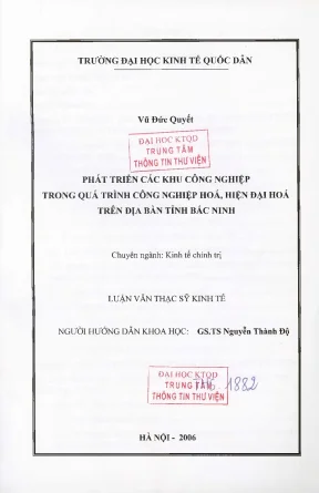 Phát triển các khu công nghiệp trong quá trình công nghiệp hoá hiện đại hoá trên địa bàn tỉnh bắc ninh