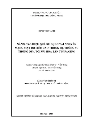 Nâng cao hiệu quả sử dụng tài nguyên mạng mật độ cao trong hệ thống 5g thông qua tối ưu hóa bản tin paging
