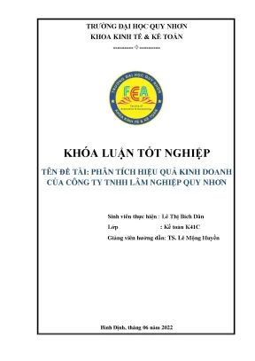 Phân tích hiệu quả kinh doanh của công ty tnhh lâm nghiệp quy nhơn