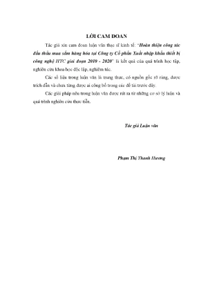Hoàn thiện công tác đấu thầu mua sắm hàng hoá tại công ty cổ phần xuất nhập khẩu thiết bị công nghệ htc giai đoạn 2010 2020