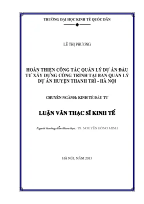 Hoàn thiện công tác quản lý dự án đầu tư xây dựng công trình tại ban quản lý dự án huyện thanh trì hà nội