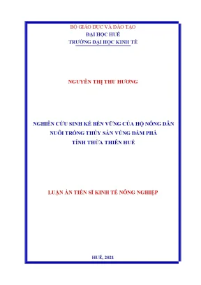 Nghiên cứu sinh kế bền vững của hộ nông dân nuôi trồng thủy sản vùng đầm phá tỉnh thừa thiên huế