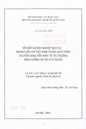 Đổi mới doanh nghiệp dịch vụ ngành dầu khí việt nam trong quá trình chuyển sang nền kinh tế thị trường định hướng xã hội chủ nghĩa