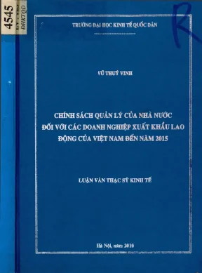 Chính sách quản lý của nhà nước đối với các doanh nghiệp xuất khẩu lao động của việt nam dến năm 2015