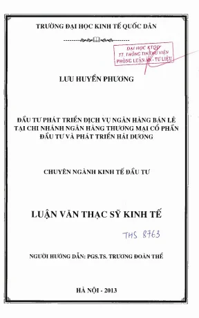 Đầu tư phát triển dịch vụ ngân hàng bán lẻ tại chi nhánh ngân hàng tmcp đầu tư và phát triển hải dương