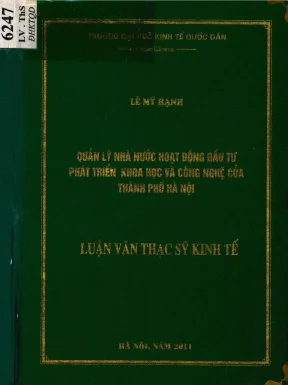 Quản lý nhà nước hoạt động đầu tư phát triển khoa học và công nghệ của thành phố hà nội