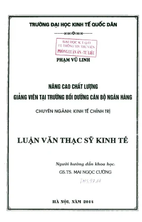 Nâng cao chất lượng giảng viên tại trường bồi dưỡng cán bộ ngân hàng