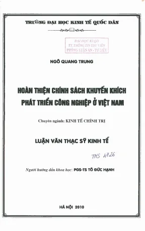 Hoàn thiện chính sách khuyến khích phát triển công nghiệp ở việt nam