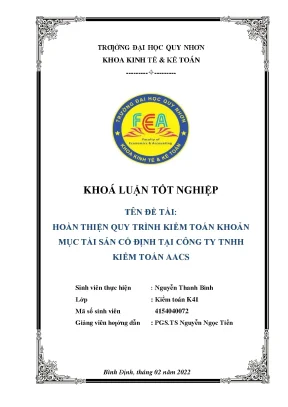 Hoàn thiện quy trình kiểm toán khoản mục tài sản cố định tại công ty tnhh kiểm toán aacs