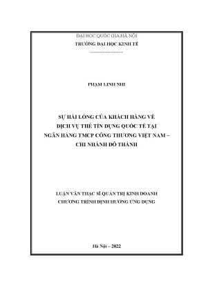 Sự hài lòng của khách hàng về dịch vụ thẻ tín dụng quốc tế tại ngân hàng tmcp công thương việt nam chi nhánh đô thành