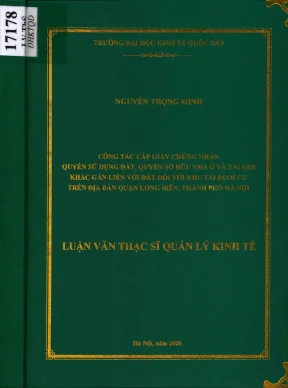 Công tác cấp giấy chứng nhận quyền sử dụng đất quyền sở hữu nhà ở và tài sản khác gắn liền với đất đối với khu tái định cư trên địa bàn quận long biên
