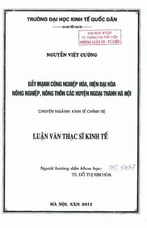 Đẩy mạnh công nghiệp hóa hiện đại hóa nông nghiệp nông thôn các huyện ngoại thành hà nội