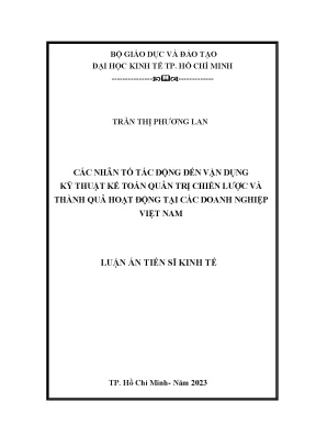 Các nhân tố tác động đến vận dụng kỹ thuật kế toán quản trị chiến lược và thành quả hoạt động tại các doanh nghiệp việt nam
