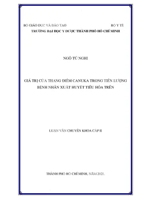 Giá trị của thang điểm canuka trong tiên lượng bệnh nhân xuất huyết tiêu hóa trên