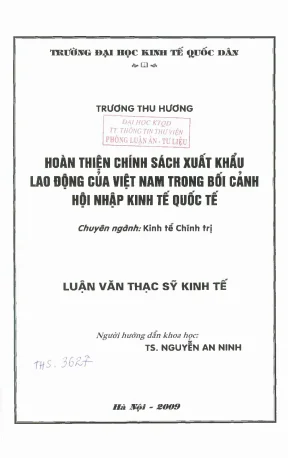 Hoàn thiện chính sách xuất khẩu lao động của việt nam trong bối cảnh hội nhập kinh tế quốc tế