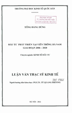 Đầu tư phát triển tại viễn thông hà nam giai đoạn 2006 2020