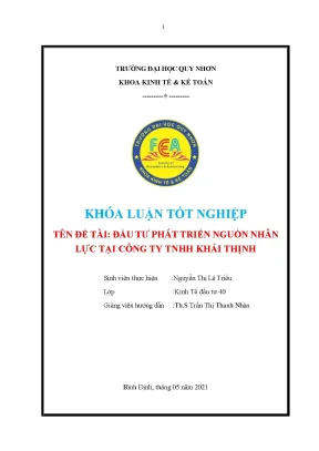 Đầu tư phát triển nguồn nhân lực tại công ty tnhh khải thịnh