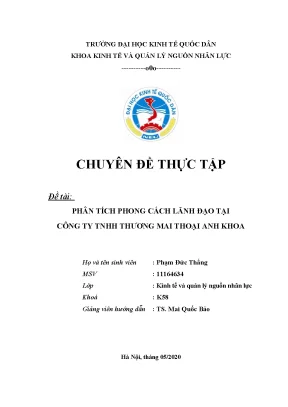 Ảnh hưởng của phong cách lãnh đạo đến động lực làm việc của người lao động tại công ty tnhh thương mại thoại anh khoa
