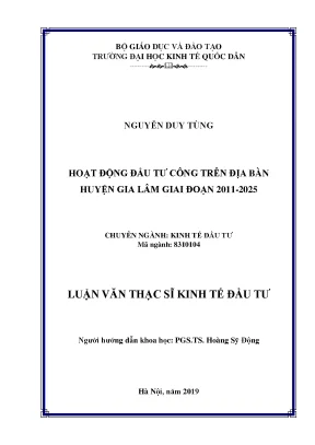 Hoạt động đầu tư công trên địa bàn huyện gia lâm giai đoạn 2011 2025