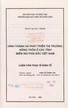 Hình thành và phát triển thị trường nông thôn ở các tỉnh miền núi phía bắc việt nam