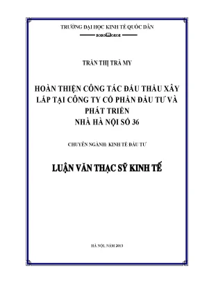 Hoàn thiện công tác đấu thầu xây lắp tại công ty cổ phần đầu tư và phát triển nhà hà nội số 36
