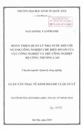 Hoàn thiện quản lý nhà nước đối với ngành công nghiệp chế biến đồ gỗ của cục công nghiệp và thủ công nghiệp bộ công thương lào