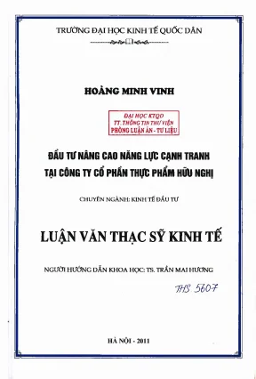 Đầu tư nâng cao năng lực cạnh tranh tại công ty cổ phần thực phẩm hữu nghị