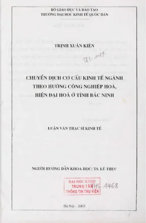 Chuyển dịch cơ cấu kinh tế ngành theo hướng công nghiệp hoá hiện đại hoá ở tỉnh bắc ninh