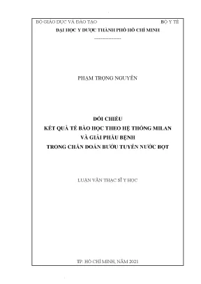 Đối chiếu kết quả tế bào học theo hệ thống milan và giải phẫu bệnh trong chẩn đoán bướu tuyến nước bọt