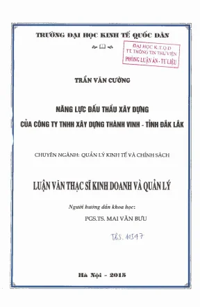 Năng lực đấu thầu xây dựng của công ty tnhh thành vinh tỉnh đắk lắk