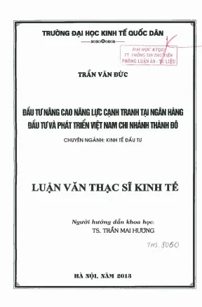 Đầu tư nâng cao năng lực cạnh tranh tại ngân hàng đầu tư và phát triển việt nam chi nhánh thành đô