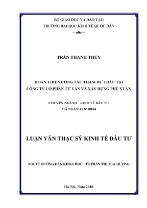 Hoàn thiện công tác tham dự thầu tại công ty cổ phần tư vấn và xây dựng phú xuân