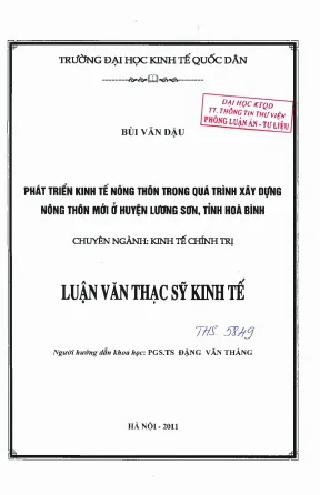 Phát triển kinh tế nông thôn trong quá trình xây dựng nông thôn mới ở huyện lương sơn tỉnh hòa bình