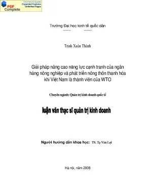 Giải pháp nâng cao năng lực cạnh tranh của ngân hàng nông nghiệp và phát triển nông thôn thanh hoá khi việt nam là thành viên của wto