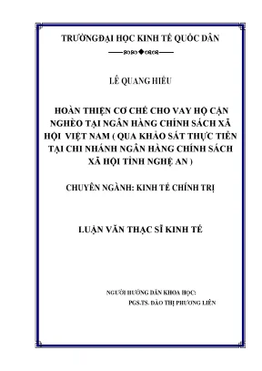 Hoàn thiện cơ cấu vay hộ cận nghèo tại ngân hàng chính sách xã hội việt nam qua khảo sát thực tiễn tại chi nhánh ngân hàng chính sách xã hội tỉnh nghệ an