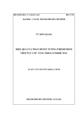 Hiệu quả của thay huyết tương ở bệnh nhân viêm tụy cấp tăng triglyceride máu