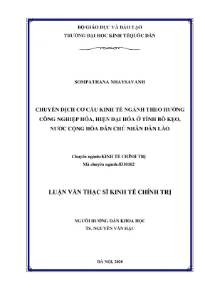 Chuyển dịch cơ cấu kinh tế ngành theo hướng công nghiệp hoá hiện đại hoá ở tỉnh bò kẹo nước cộng hoà dân chủ nhân dân lào