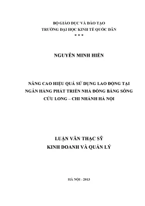 Chuyên đề thực tập nâng cao hiệu quả sử dụng lao động tại ngân hàng phát triển nhà đồng bằng sông cửu long chi nhánh hà nội