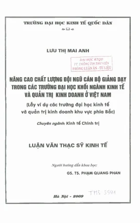 Nâng cao chất lượng đội ngũ cán bộ giảng dạy trong các trường đại học khối ngành kinh tê và quản trị kinh doanh ở việt nam