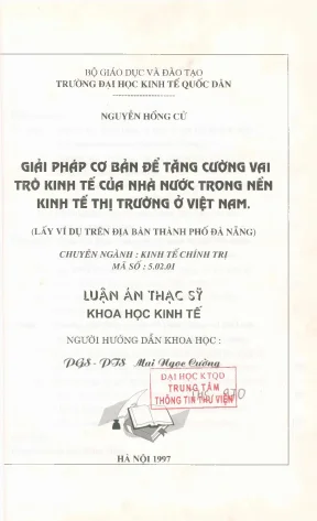 Giải pháp cơ bản để tăng cường vai trò kinh tế của nhà nước trong nền kinh tế thị trường ở việt nam