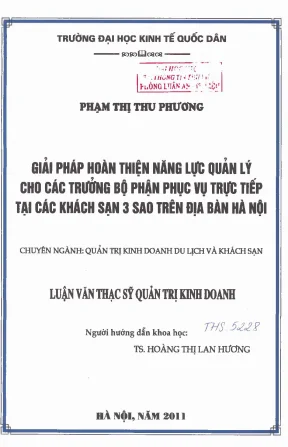 Giải pháp hoàn thiện năng lực quản lý cho các trưởng bộ phận phục vụ trực tiếp tại các khách sạn 3 sao trên địa bàn hà nội