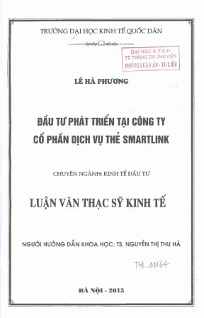 Đầu tư phát triển tại công ty cổ phần dịch vụ thẻ smartlink