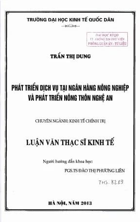 Phát triển dịch vụ tại ngân hàng nông nghiệp và phát triển nông thông nghệ an
