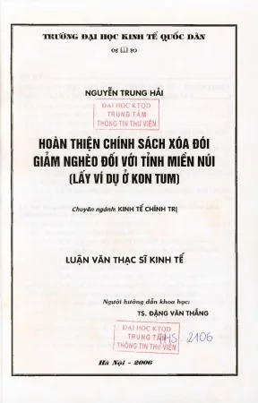 Hoàn thiện chính sách xoá đói giảm nghèo đối với tỉnh miền núi lấy ví dụ ở kon tum